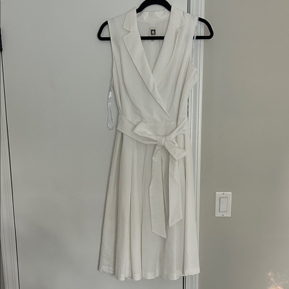 Anne Klein White Sleeveless Midi Dress